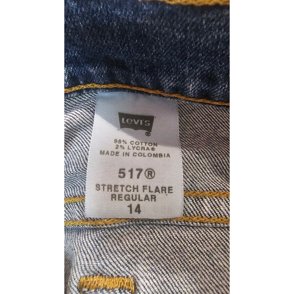 LEVI'S 517‎ Stretch Flare Jeans Girls Size 14 Medium Wash Y2K Bootcut - Picture 4 of 6